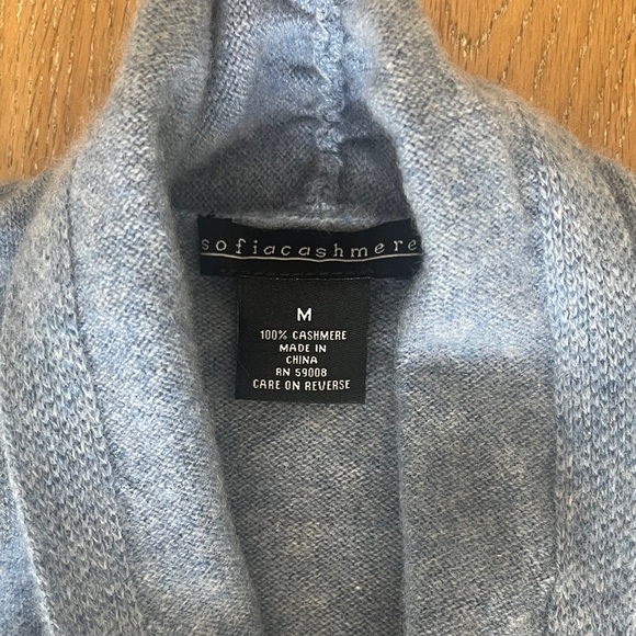Sofia cashmere Women's light blue shawl collar cashmere Sweater M - Picture 4 of 7
